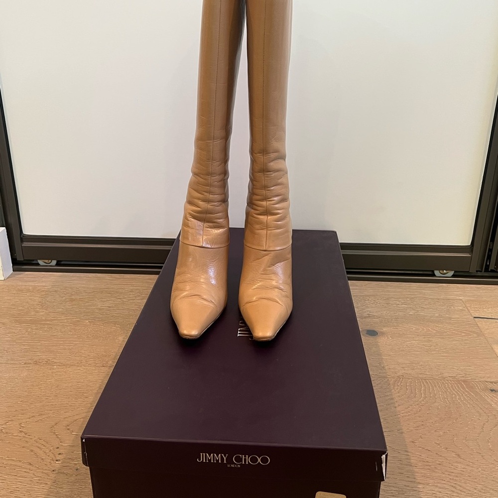 Jimmy Choo Tan Heeled Boots for Elegant Style